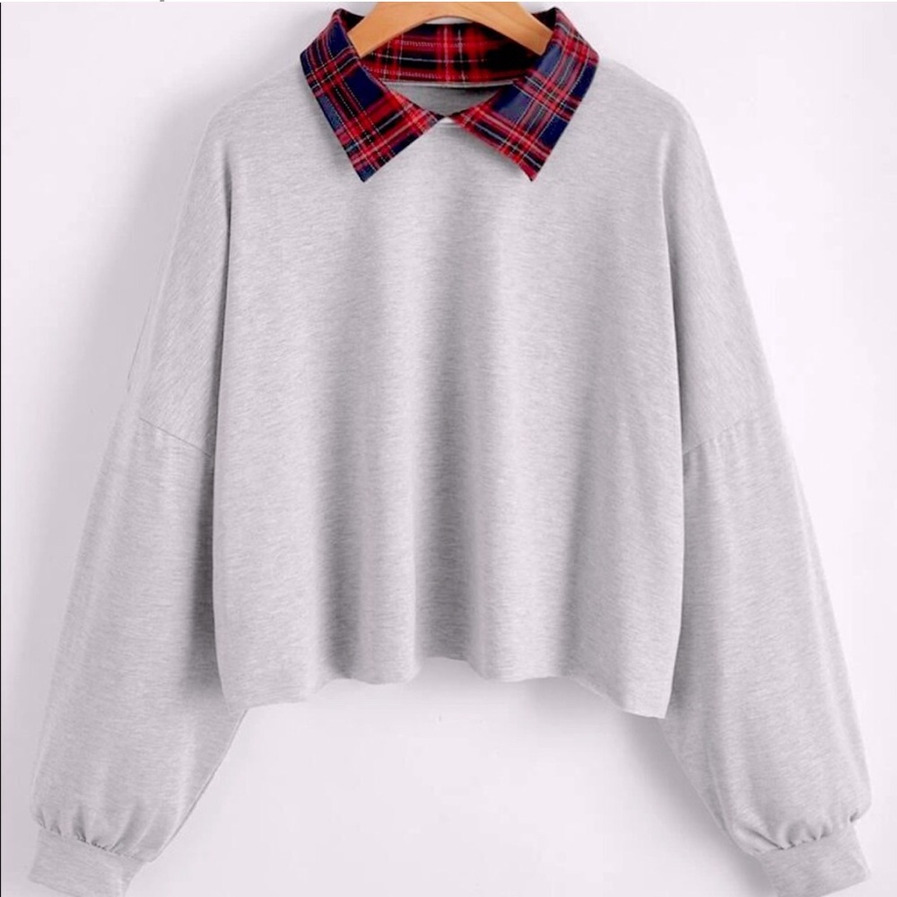 1X Collared Top; Loose Fit; Crop Length